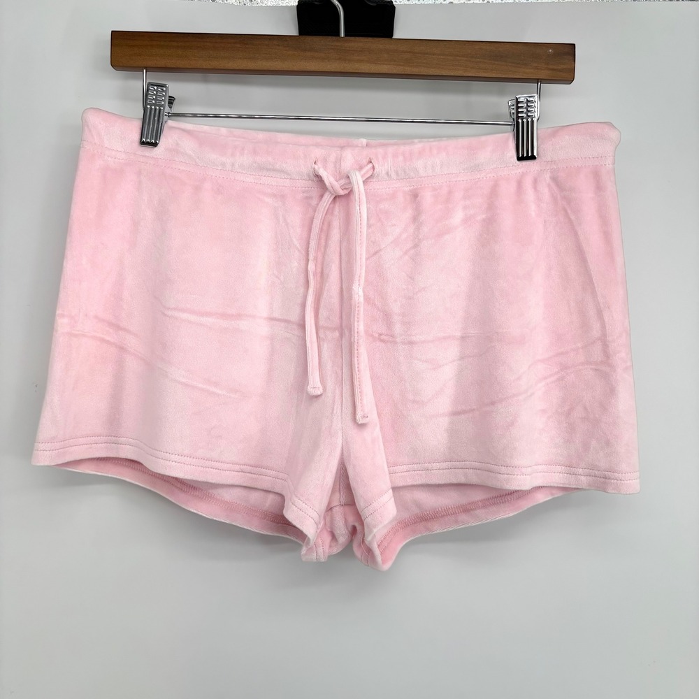 Juicy Couture Pink Velour‎ Rhinestone Logo Sleep Shorts Women Medium Bling